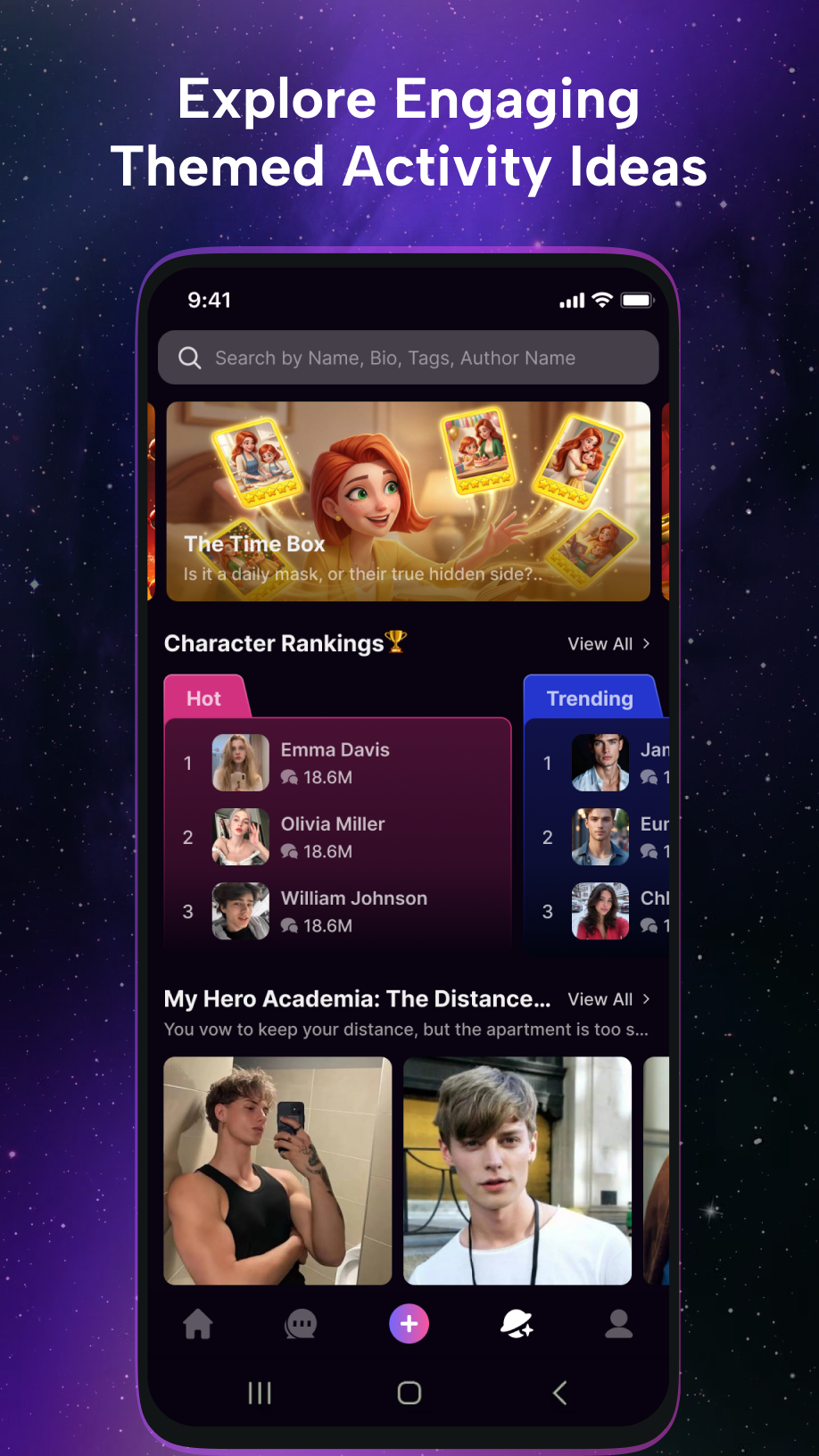 Shape a character identity and story